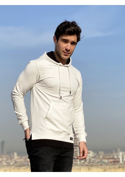 Michel Erkek Beyaz Kapşonlu Sweatshirt modelleri