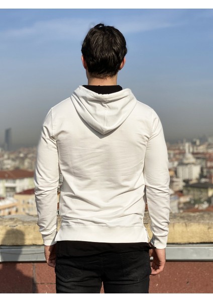 Michel Erkek Beyaz Kapşonlu Sweatshirt fırsatları
