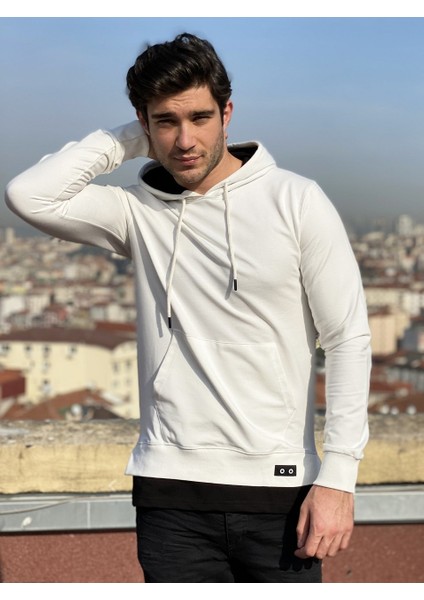 Michel Erkek Beyaz Kapşonlu Sweatshirt