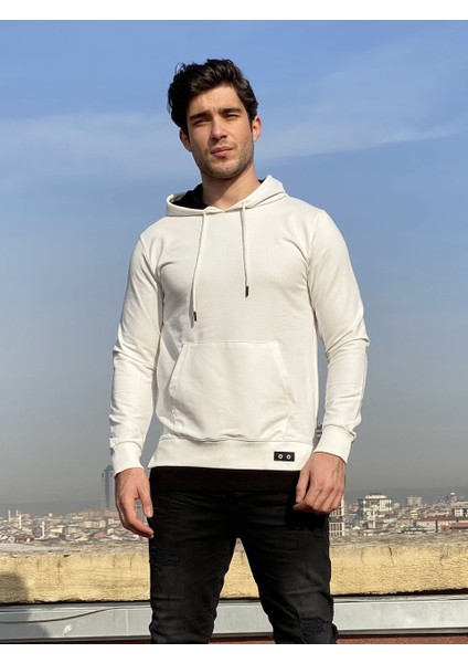 Michel Erkek Beyaz Kapşonlu Sweatshirt