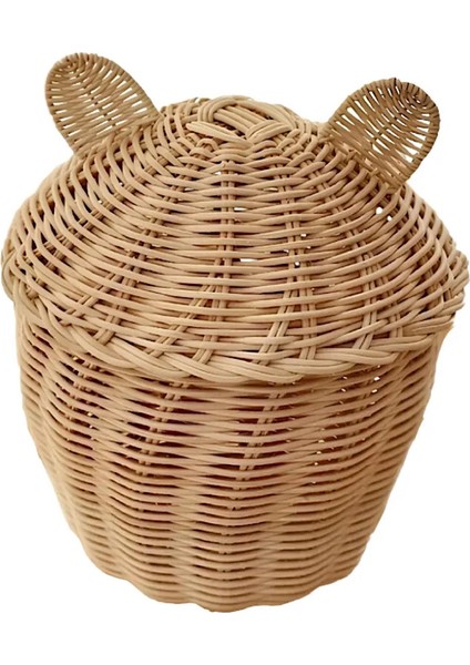 Dekoratif Rattan Bambu Kulaklı Sepet