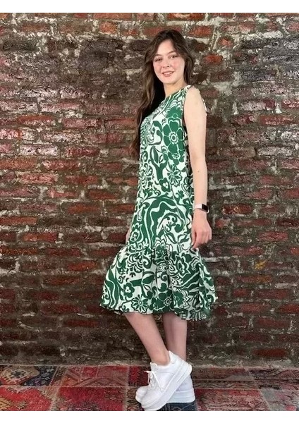 Kadın Yeşil Desenli Elbise fiyatları