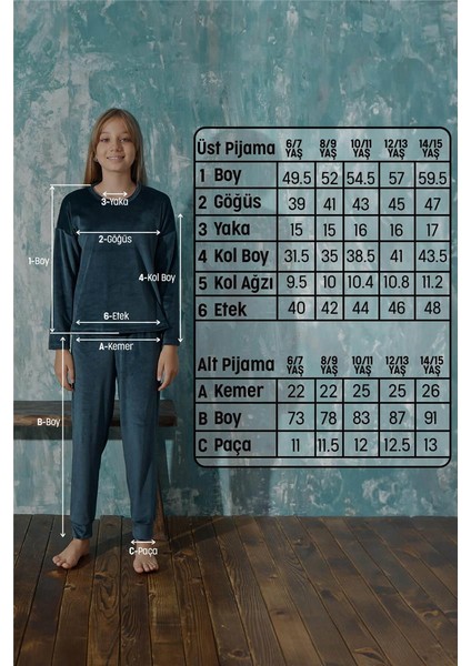 Pijama Evi Haki Wonderful Desenli Exclusive Kadife Kız Çocuk Pijama Takımı 