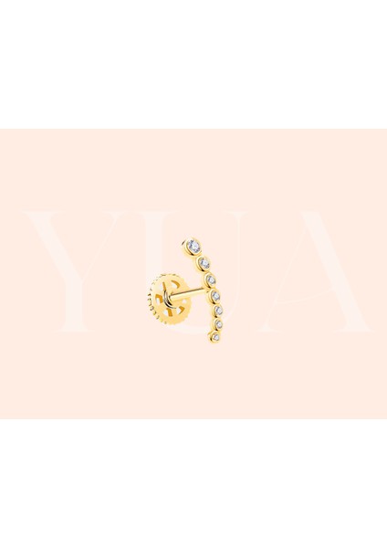 Yua Jewelry Yedi Pırlanta Taşlı Arc Helix/kıkırdak Piercing 14 Ayar Altın