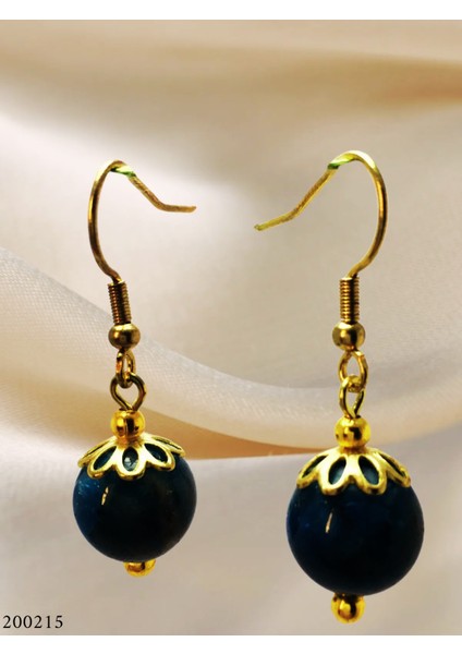 Doğal Taş Apatit Gold Renk Casual Küpe - Sallantılı Kadın Küpesi - Doğal Taş Sarı Casual Küpe
