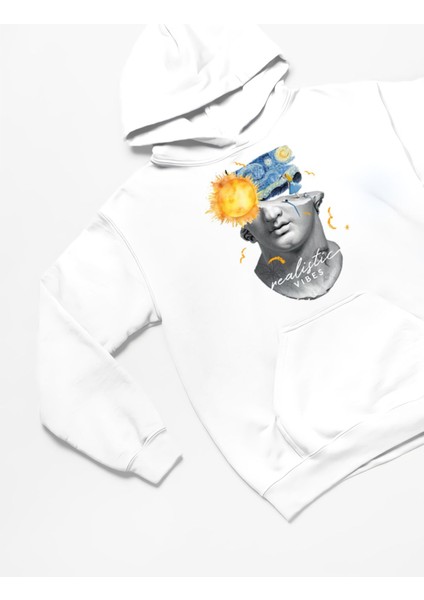 Realistic Vibe Baskılı Oversize Sweatshirt 3 Iplik Kalın Kışlık Özel Tasarım Hoodie fiyatları