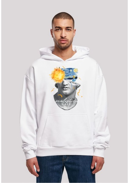 Realistic Vibe Baskılı Oversize Sweatshirt 3 Iplik Kalın Kışlık Özel Tasarım Hoodie