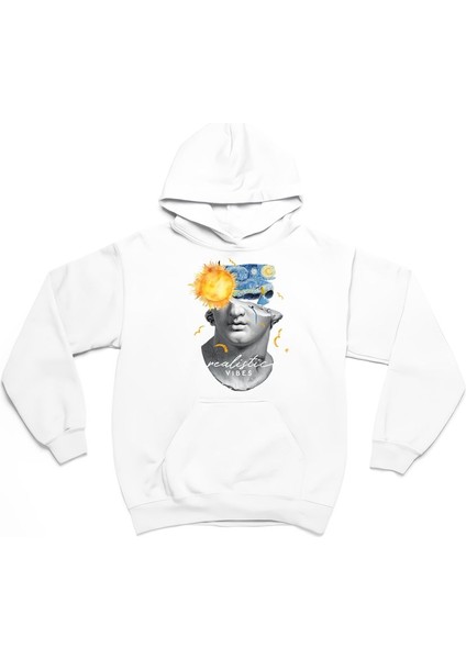 Realistic Vibe Baskılı Oversize Sweatshirt 3 Iplik Kalın Kışlık Özel Tasarım Hoodie