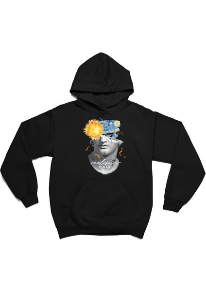 Realistic Vibe Baskılı Oversize Sweatshirt 3 Iplik Kalın Kışlık Özel Tasarım Hoodie