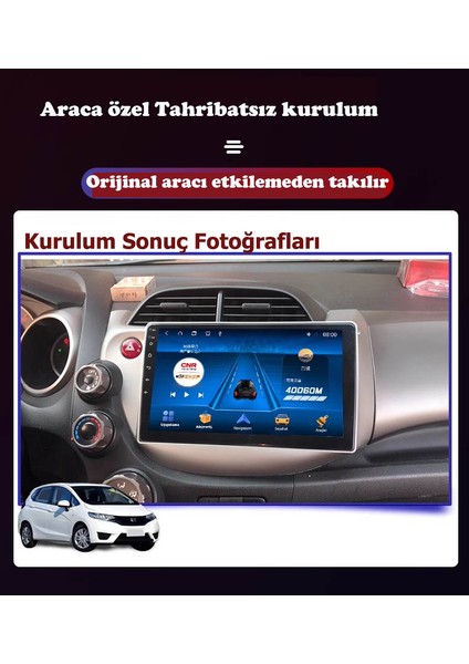 Honda Jazz 2009-2012 Yıl 4gb Ram + 64gb Dahili HafIZa 10.2 İnç Araba Android Multimedya Carplay Navigasyon Cihazı Çerçeveli ve arka görüş kameralı