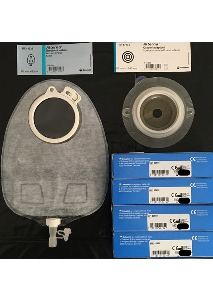 Üröstomi torbası 60 mm, adaptör ve pasta seti, 20+10+4 adet, hijyen ve konfor sağlar