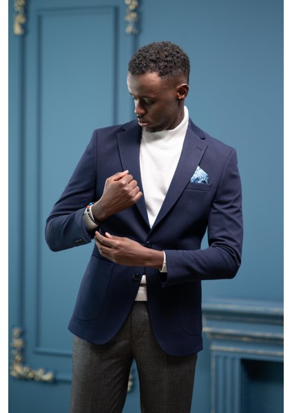 Armürlü Regular Fit Mono Yaka Çift Yırtmaç Torba Cep Tek Ceket modelleri