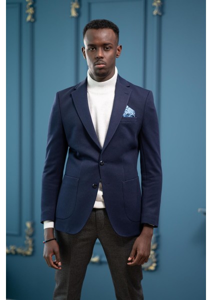 Armürlü Regular Fit Mono Yaka Çift Yırtmaç Torba Cep Tek Ceket fırsatları