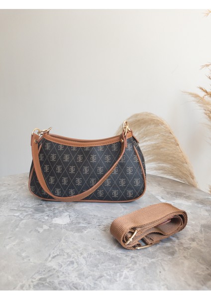 Retro Desenli Şık Omuz Çantası