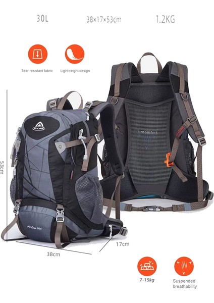 Outdoor Kamp ve Yürüyüş Sırt Çantası (30 Litre Kapasiteli) Gri 9742 indirimleri