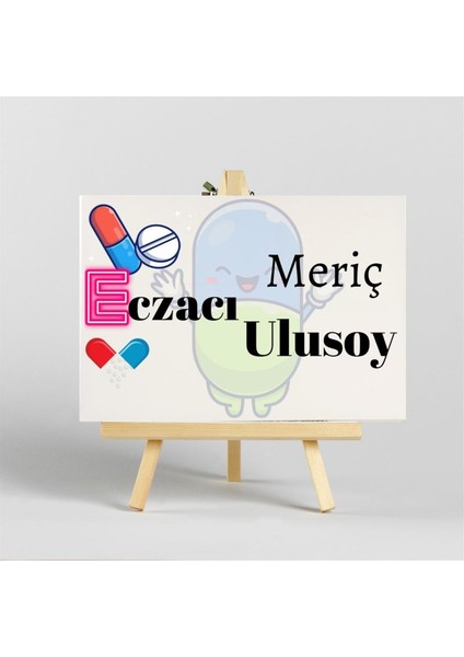 Eczacılara Özel Fotoğraflı Iroka Ayaklı Masa Üstü Isimlik