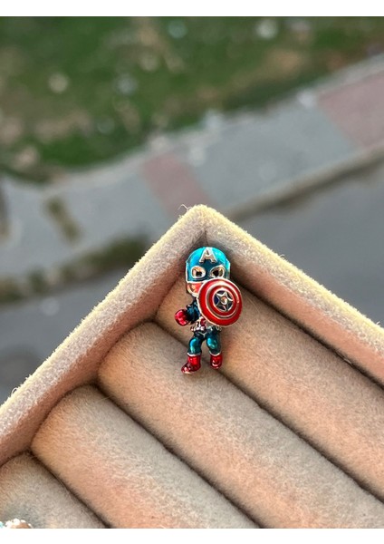Marvel The Avengers Captain America Charm / Gümüş Kaplama