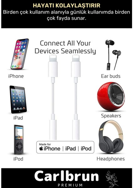 Iphone 15 14 13 12 11 x 8 7 Plus Ipad Uyumlu Lightning Uyumlu Kulaklık Çevirici Aux Dönüştürücü fırsatları