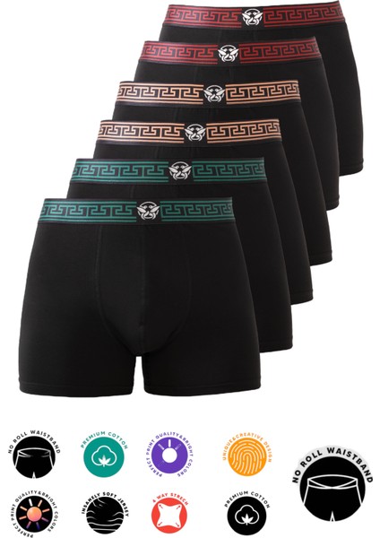 Premium Erkek Boxer Pamuklu Likralı, Esnek Yapı, Şık Kutusunda Hediyelik Eşya 6 Adet