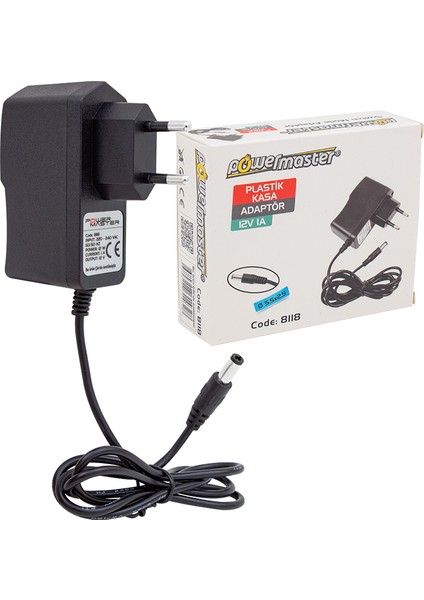 12 Volt - 1 Amper Priz Tipi Plastik Adaptör 5.5*2.5 Uç (4172)