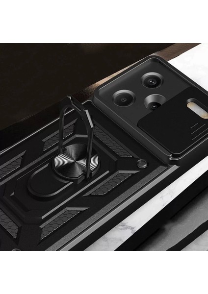 Xiaomi Redmi Note 13 Pro Plus 5g Kılıf - Kamera Korumalı, Manyetik Standlı Yüzüklü Kapak Sürgülü Vega modelleri