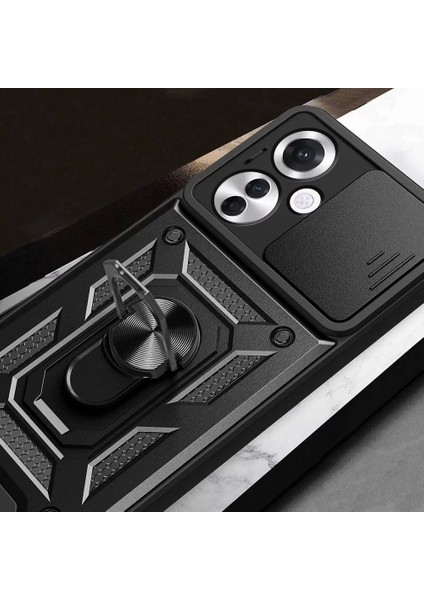 Oppo Reno 11F 5g Kılıf - Kamera Korumalı, Manyetik Standlı Yüzüklü Kapak Sürgülü Vega indirimleri