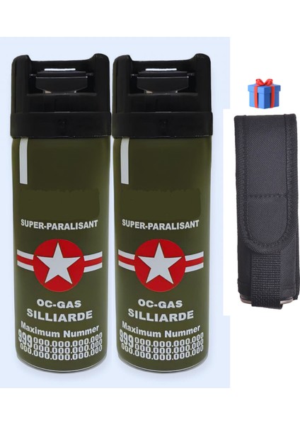 Nato 2 Adet Büyük Koruyucu Biber Spreyi Gazı + 1 Adet Kılıfı