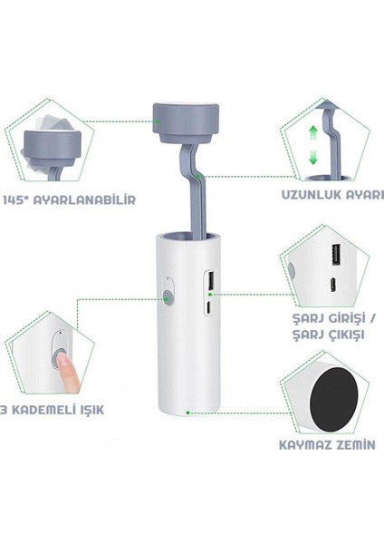 Şarjlı Dokunmatik 20 LED Çalışma Okuma Işığı Masa Lambası Kademeli Parlaklık Powerbank 1200MAH fiyatları