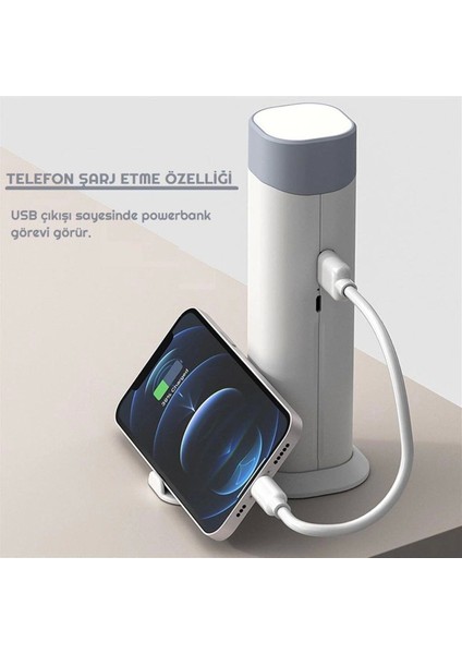 Şarjlı Dokunmatik 20 LED Çalışma Okuma Işığı Masa Lambası Kademeli Parlaklık Powerbank 1200MAH modelleri