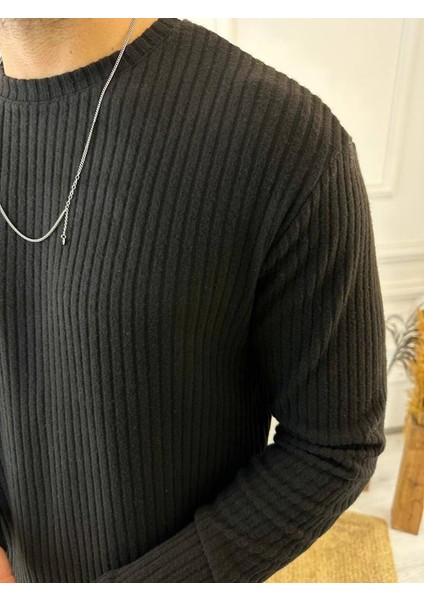 Uzun Kollu Tişört Fitilli Bisiklet Yaka Yumuşak Dokulu Tüylenmez Pamuklu Kazak Sweatshirt fiyatları