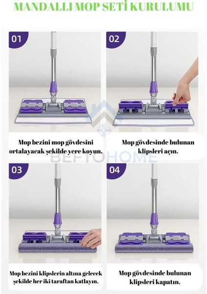 Yeşil Mikrofiber Mandallı Mop 1 Adet Yedek Bez Hediyeli
