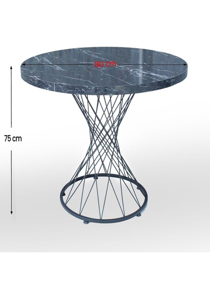 80X80 cm Hasır Vazo 2 Kişilik Siyah Mermer Baklava Sandalye Takımı Mutfak - Yemek Masası
