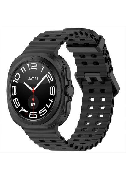 Samsung Galaxy Watch 7 Ultra Ile Uyumlu Airflow Metal Tokalı Yumuşak Soft Silikon Kordon