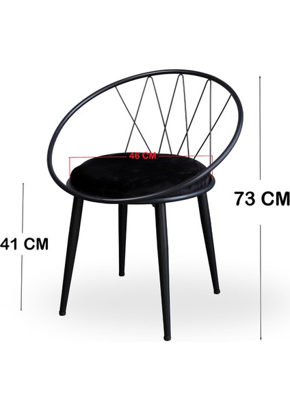 80X80 cm Yuvarlak Masa 4 Kişilik Siyah Temmuz Baklava Tel Sandalye Takımı Mutfak