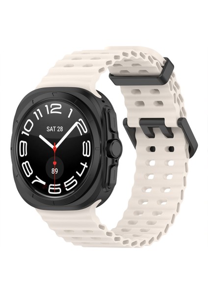 Samsung Galaxy Watch 7 Ultra Ile Uyumlu Airflow Metal Tokalı Yumuşak Soft Silikon Kordon