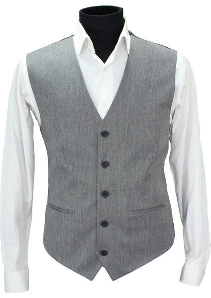 Erkek Yelek V Yaka Gri 50634