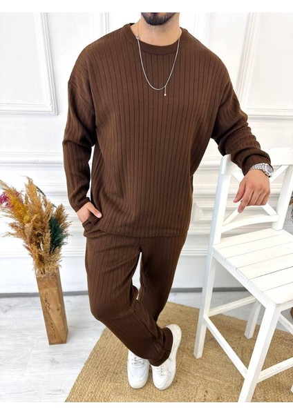 Uzun Kollu Tişört Fitilli Örme Triko Yumuşak Dokulu Tüylenmez Pamuklu Kazak Sweatshirt