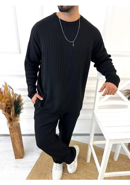 Uzun Kollu Tişört Fitilli Örme Triko Yumuşak Dokulu Tüylenmez Pamuklu Kazak Sweatshirt