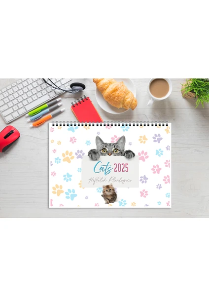 Express Planner 2025Takvim A4 Ebat 53 Haftalık Planlayıcı Cats