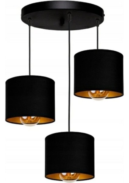 Akdeniz 3lü Gold Cylinder Lighting Lampshade