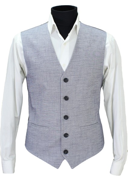 Erkek Yelek V Yaka Gri 50636