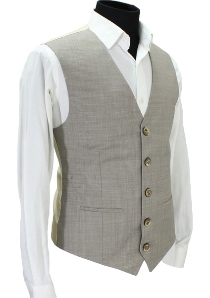 Erkek Yelek V Yaka Bej Çizgili 50661 fiyatları