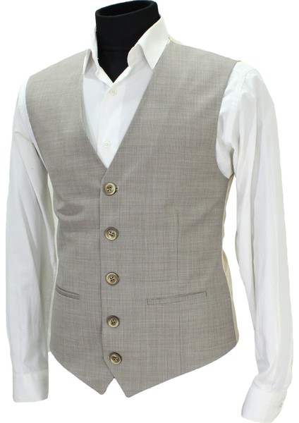 Erkek Yelek V Yaka Bej Çizgili 50661 modelleri