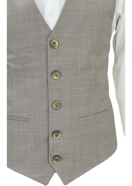 Erkek Yelek V Yaka Bej Çizgili 50661 fırsatları