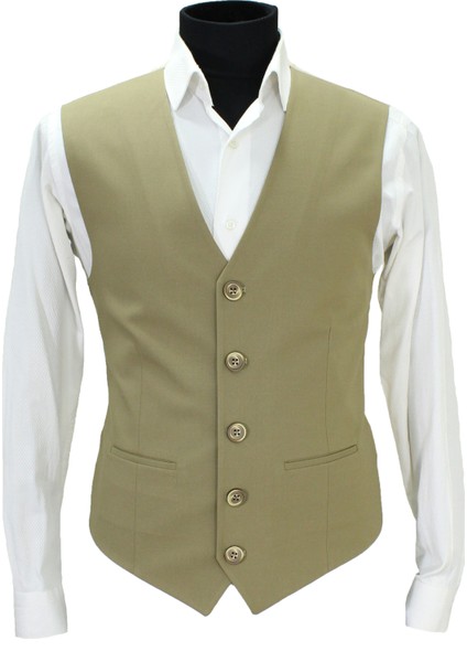 Erkek Yelek V Yaka Bej 50662