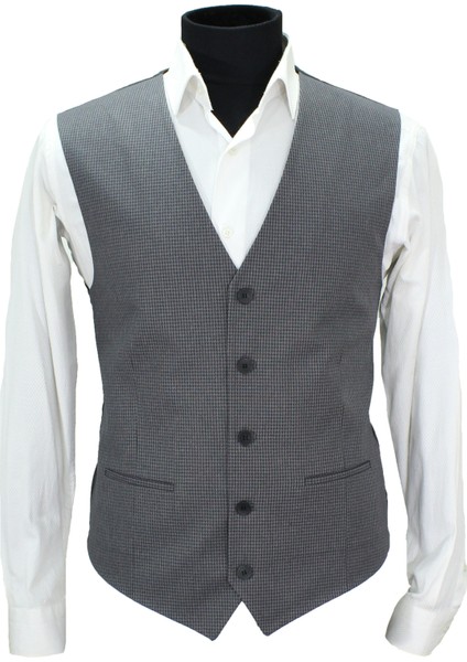 Erkek Yelek V Yaka Gri Desenli 50632