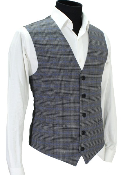 Erkek Yelek V Yaka Gri Ekose 50637 fiyatları