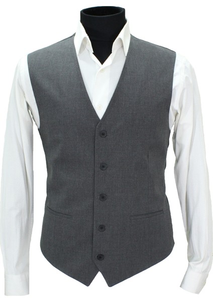 Erkek Yelek V Yaka Gri 50674