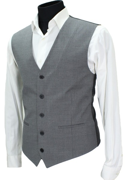 Erkek Yelek V Yaka Gri Çizgili 50642 modelleri