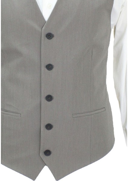 Erkek Yelek V Yaka Bej Armürlü 50664 fırsatları